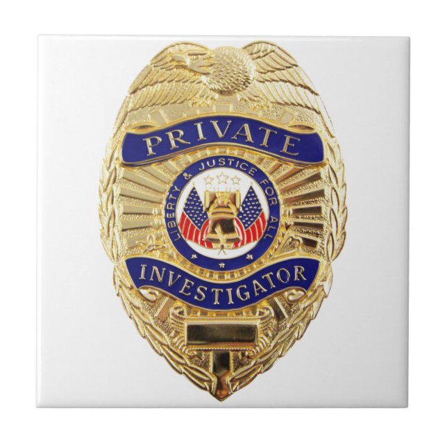 Private Investigator Badge Ceramic Tile (Front)