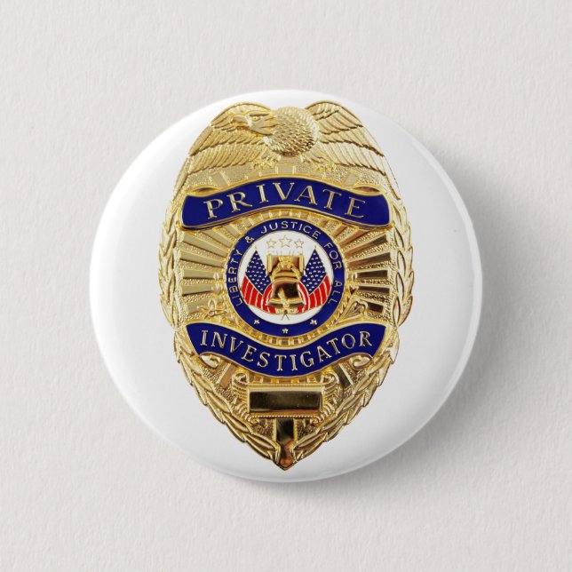 Private Investigator Badge Pinback Button (Front)