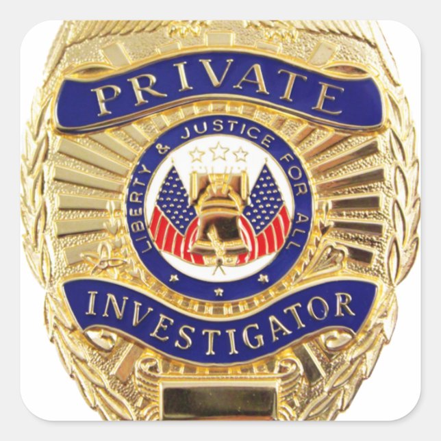 Private Investigator Badge Square Sticker (Front)