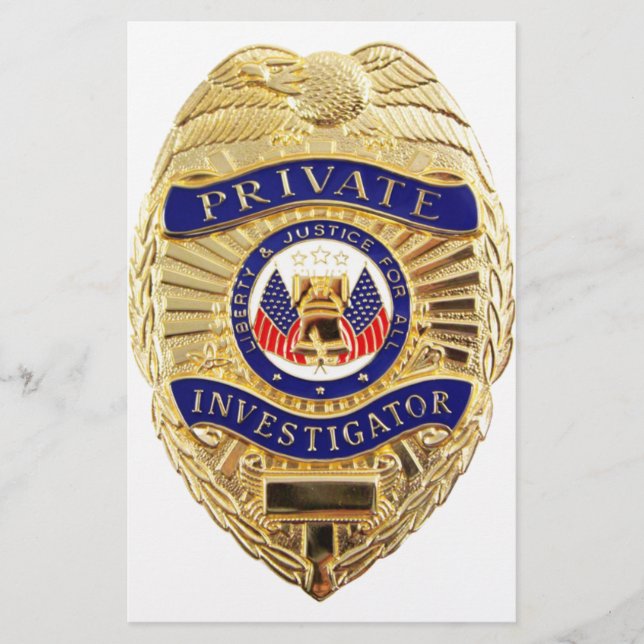 Private Investigator Badge Stationery (Front)