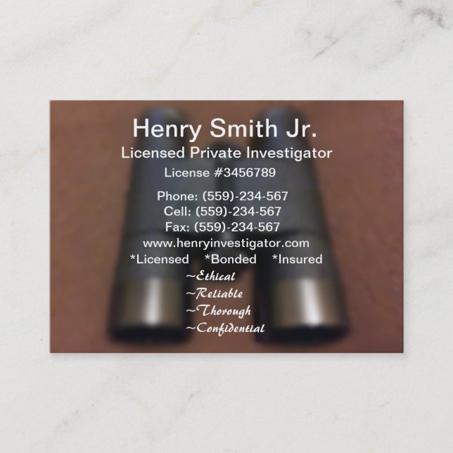 Private Investigator Business Cards (Front)