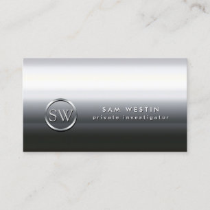 Private Investigator Chrome Monogram Business Card