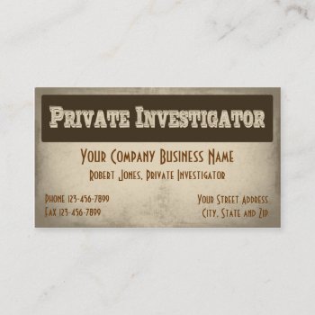 Private Investigator Detective Business Card by Business_Creations at Zazzle