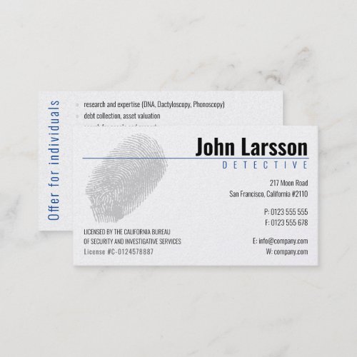 Private Investigator  Detective Business Card