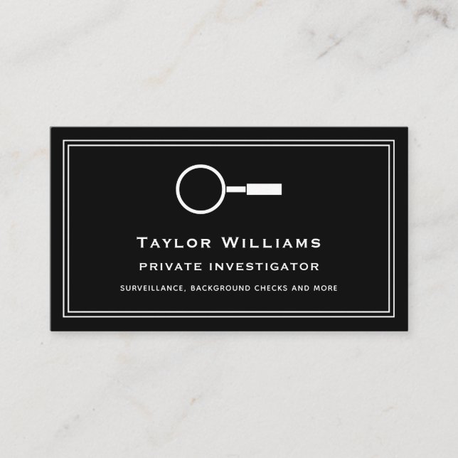 Private Investigator Detective Magnifying Glass Business Card (Front)