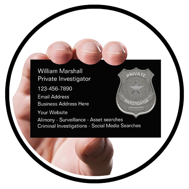 Private Investigator Detective Service Business Card (Creator Uploaded)