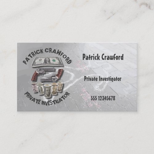 Private Investigator Detective With Guns And Money Business Card