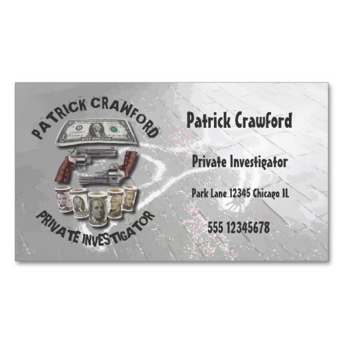 Private Investigator Detective With Guns And Money Business Card Magnet