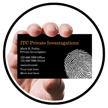 Private Investigator Fingerprint Theme Business Card by Luckyturtle at Zazzle