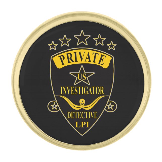 Private Investigator Gold Finish Lapel Pin (Front)