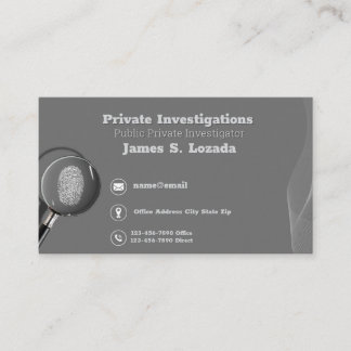 Private Investigator gray Investigator Business Card