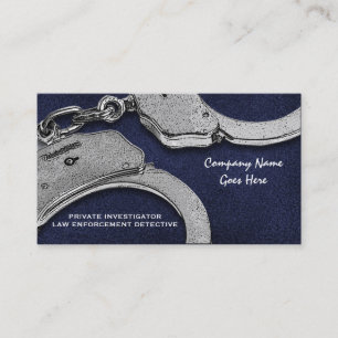 Private Investigator law detective blue silver Business Card