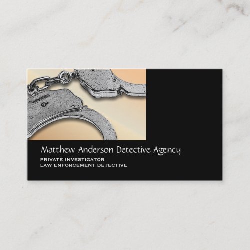 Private Investigator law enforcement tan silver Business Card