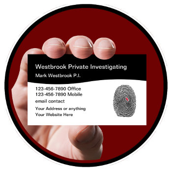 Private Investigator Modern Fingerprint Business Card by Luckyturtle at Zazzle