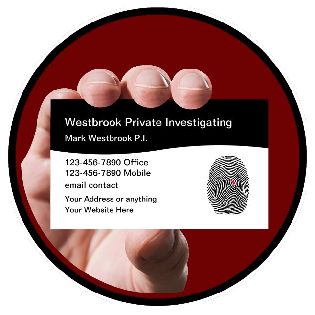 Private Investigator Modern Fingerprint Business Card (Creator Uploaded)
