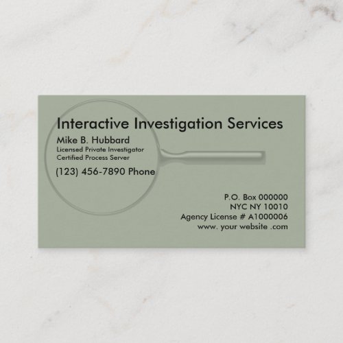 Private Investigator Process Server Business Card