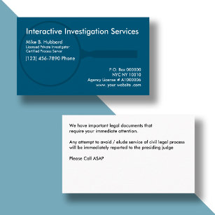 Private Investigator Process Server Business Cards
