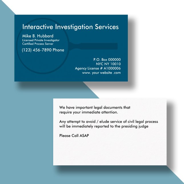 Private Investigator Process Server Business Cards (Creator Uploaded)