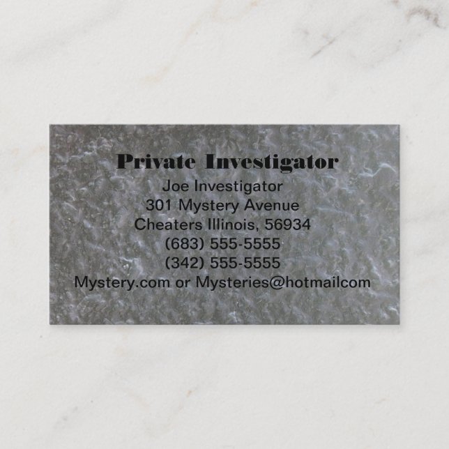 Private Investigator's business card (Front)