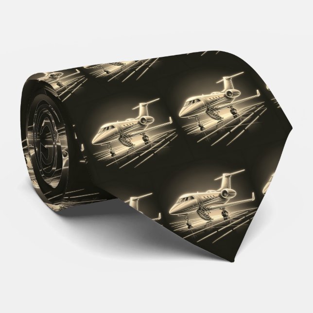 Private Jet Airplane Print   Neck Tie (Rolled)
