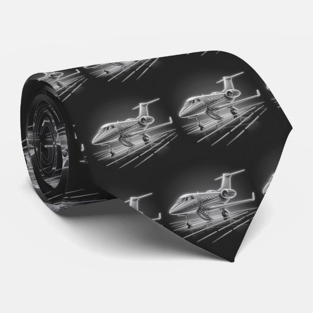 Private Jet Airplane print  Neck Tie (Rolled)
