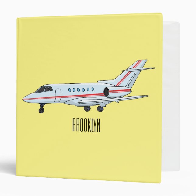 Private jet cartoon illustration 3 ring binder (Front/Inside)