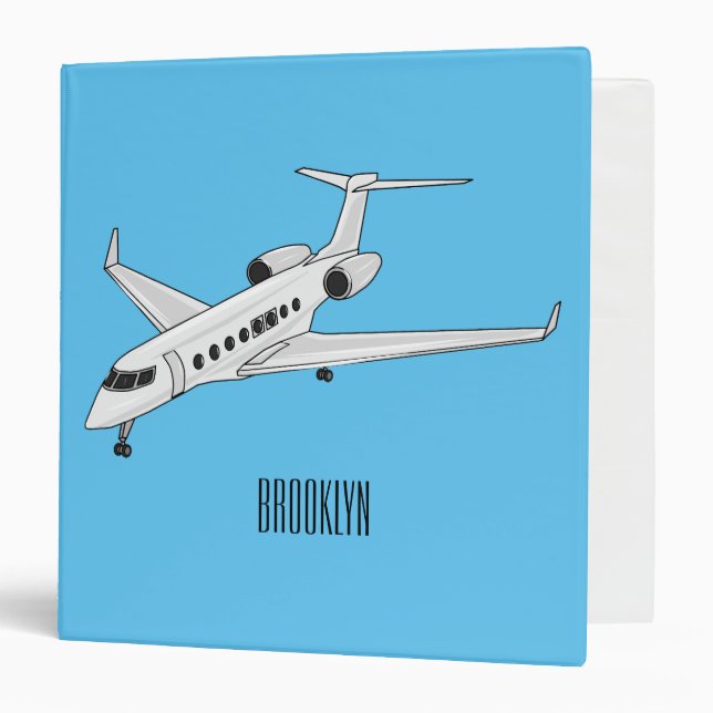 Private jet cartoon illustration 3 ring binder (Front/Inside)