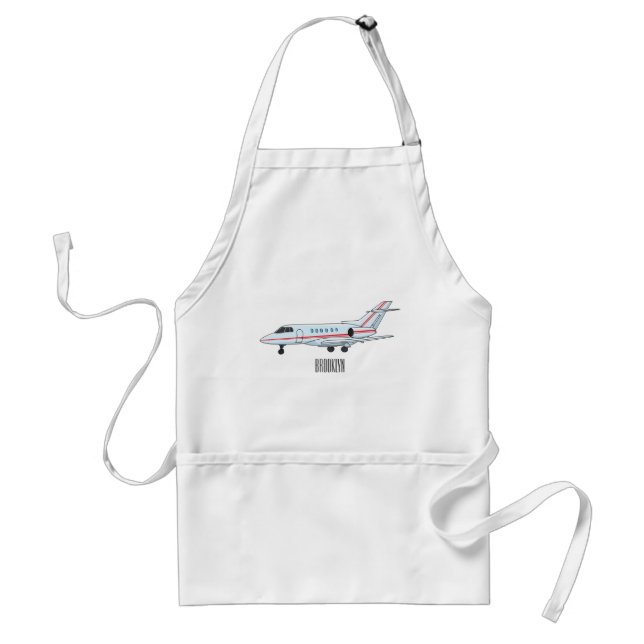 Private jet cartoon illustration adult apron (Front)