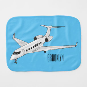 Private jet cartoon illustration baby burp cloth