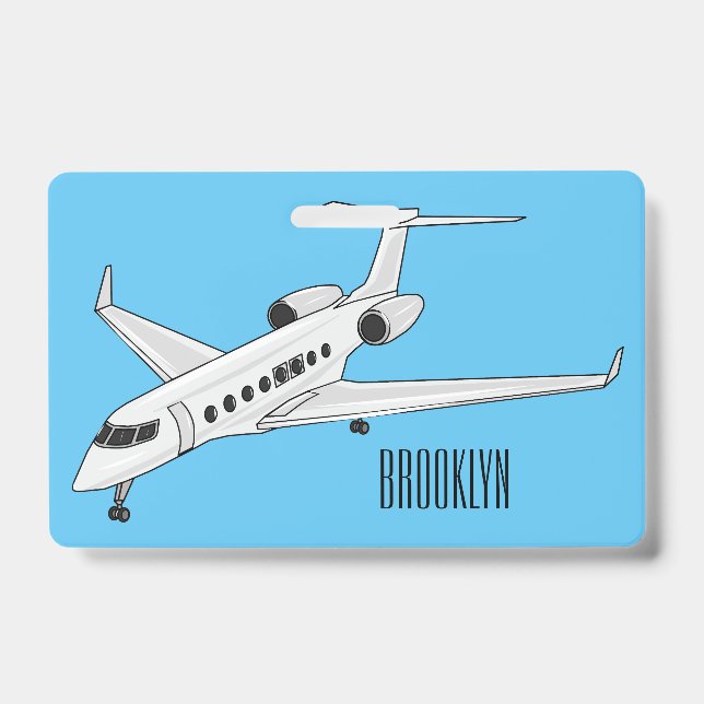 Private jet cartoon illustration badge (Front)