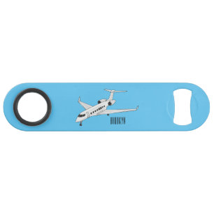 Private jet cartoon illustration bar key