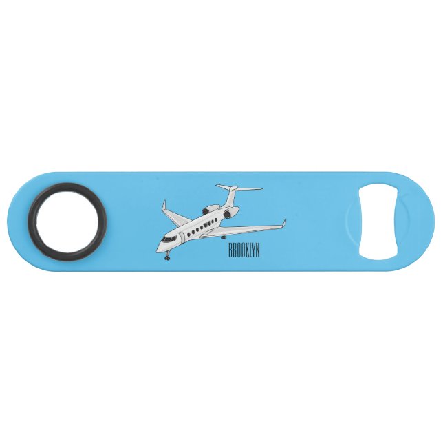 Private jet cartoon illustration bar key (Front (Horizontal))
