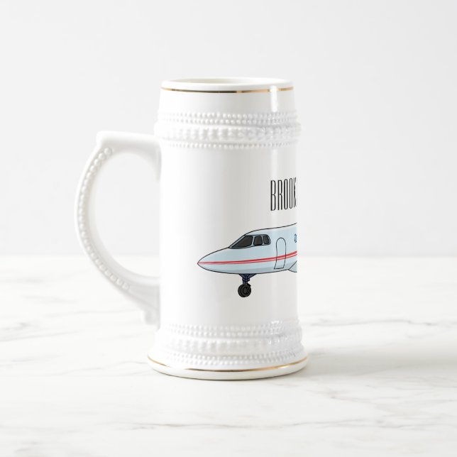 Private jet cartoon illustration beer stein (Left)