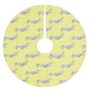 Private jet cartoon illustration brushed polyester tree skirt