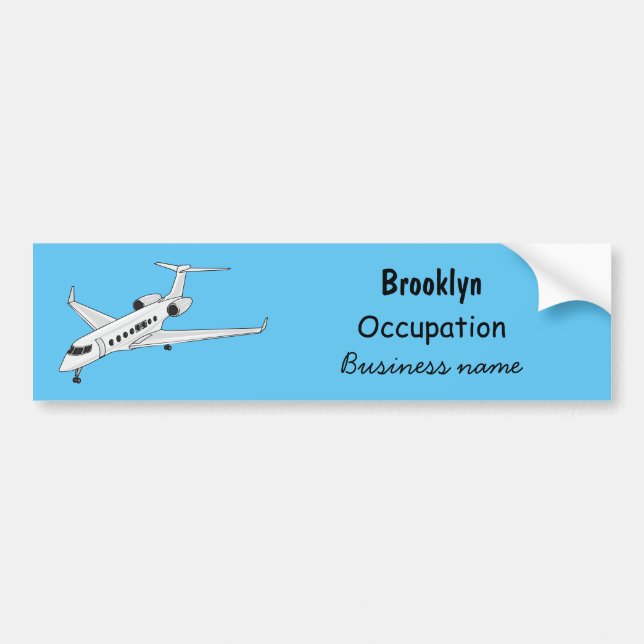 Private jet cartoon illustration bumper sticker (Front)
