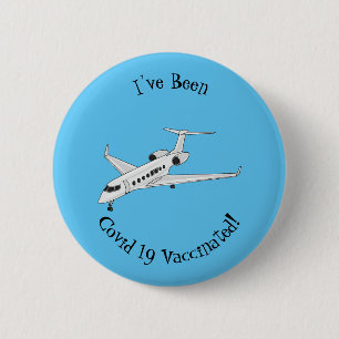 Private jet cartoon illustration button