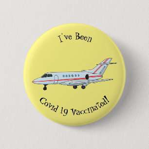 Private jet cartoon illustration button