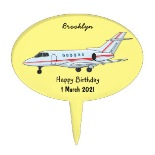 Private jet cartoon illustration cake topper