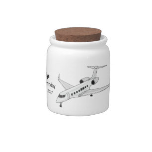 Private jet cartoon illustration candy jar