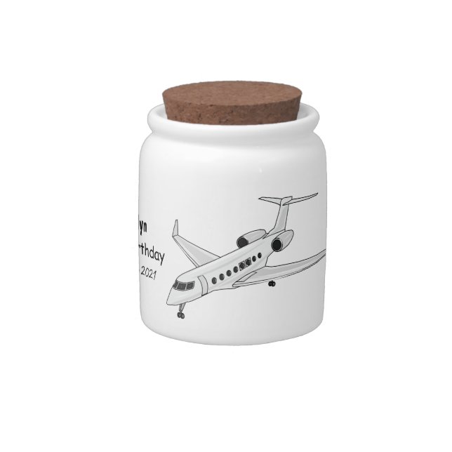 Private jet cartoon illustration candy jar (Right)