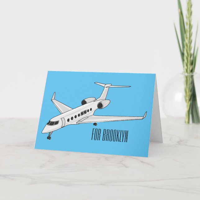 Private jet cartoon illustration card (Front)