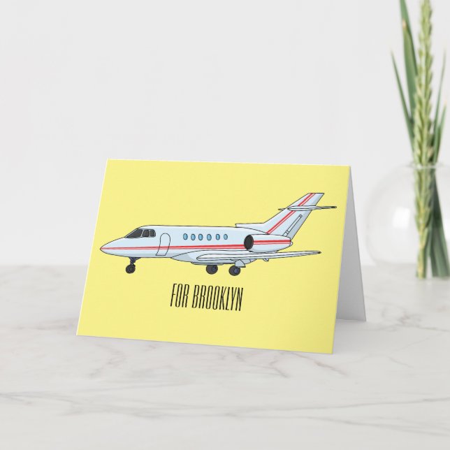 Private jet cartoon illustration card (Front)