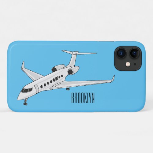 Private jet cartoon illustration iPhone 11 case