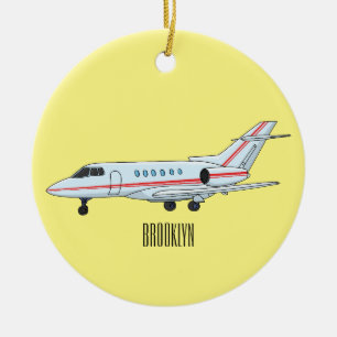 Private jet cartoon illustration ceramic ornament