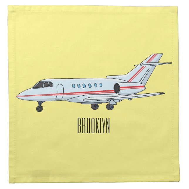 Private jet cartoon illustration cloth napkin (Front)