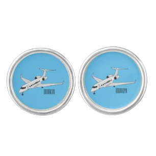 Private jet cartoon illustration cufflinks