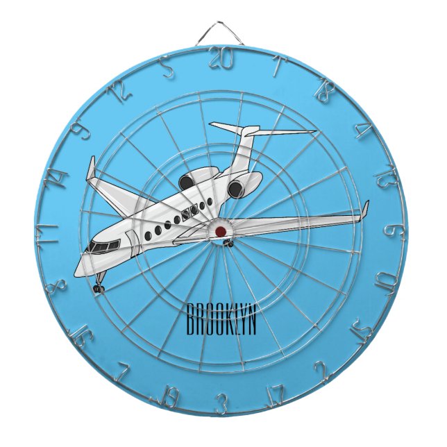 Private jet cartoon illustration dart board (Front)