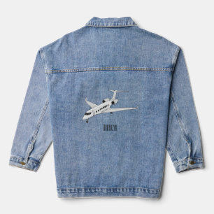 Private jet cartoon illustration denim jacket