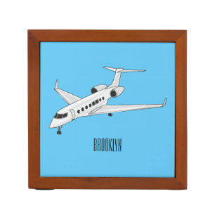 Private jet cartoon illustration desk organizer