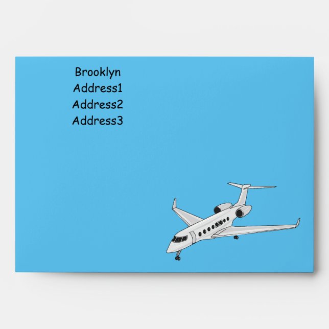Private jet cartoon illustration envelope (Front)